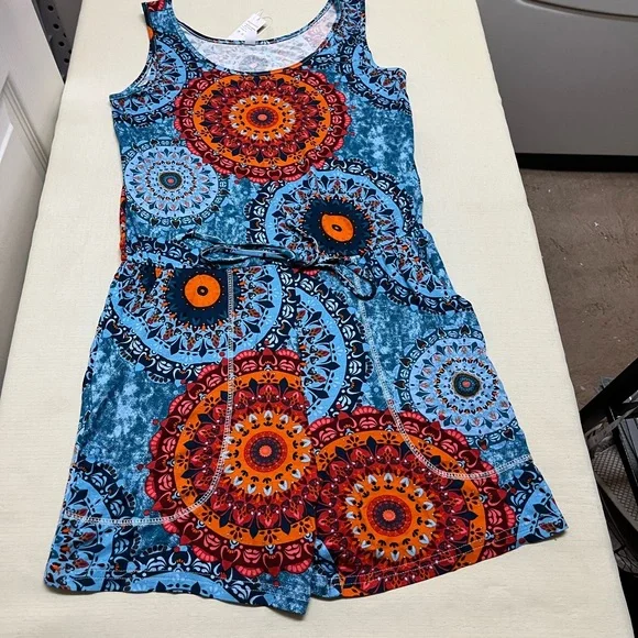 NWT Your Style S boho multicolor romper with pockets - Picture 2 of 10